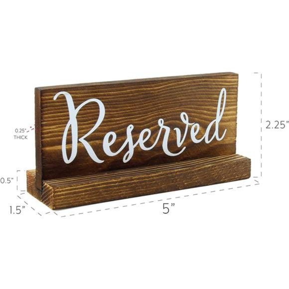 Wooden Reserved Signs for Tables (6-Pack, Brown); Rustic Real Table Signs - Picture 2 of 7